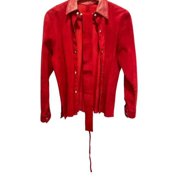 Lopez Taibo Argentinian Handmade Leather Suede Shirt Jacket with Sash Belt, S/M - Picture 8 of 13